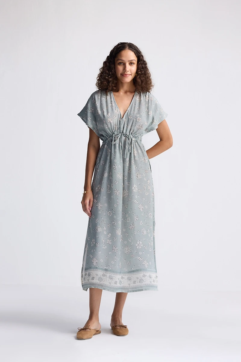 Reistor Women's Gathered Maxi Dress with Side Slits Mosaic