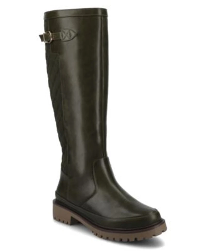 Journee Collection Womens Zemmie Lug Sole Regular Wide Calf Knee High Boots