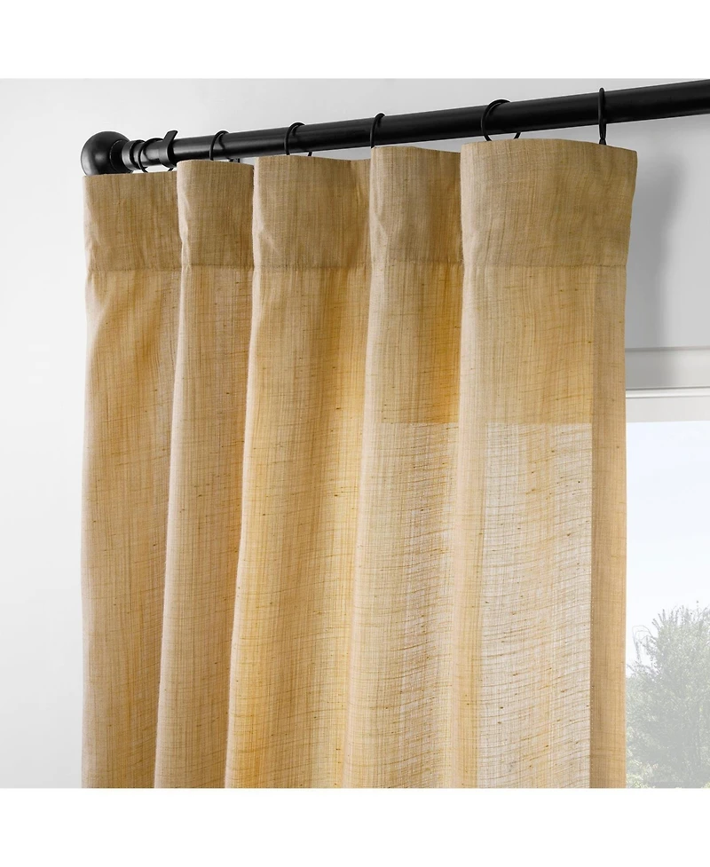 Rustic Weave Linen Curtains (2 Panels) Sheer Window Panel Set, Rod Pocket Curtains