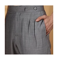 Campus Sutra Men's Moon Grey Pleated Relaxed Trousers