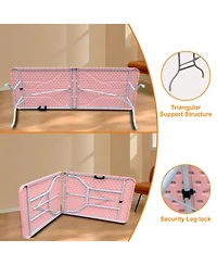 8ft Pink Folding Table - Portable & Durable