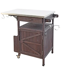 Outdoor Grill Cart with Stainless Steel Top & Storage
