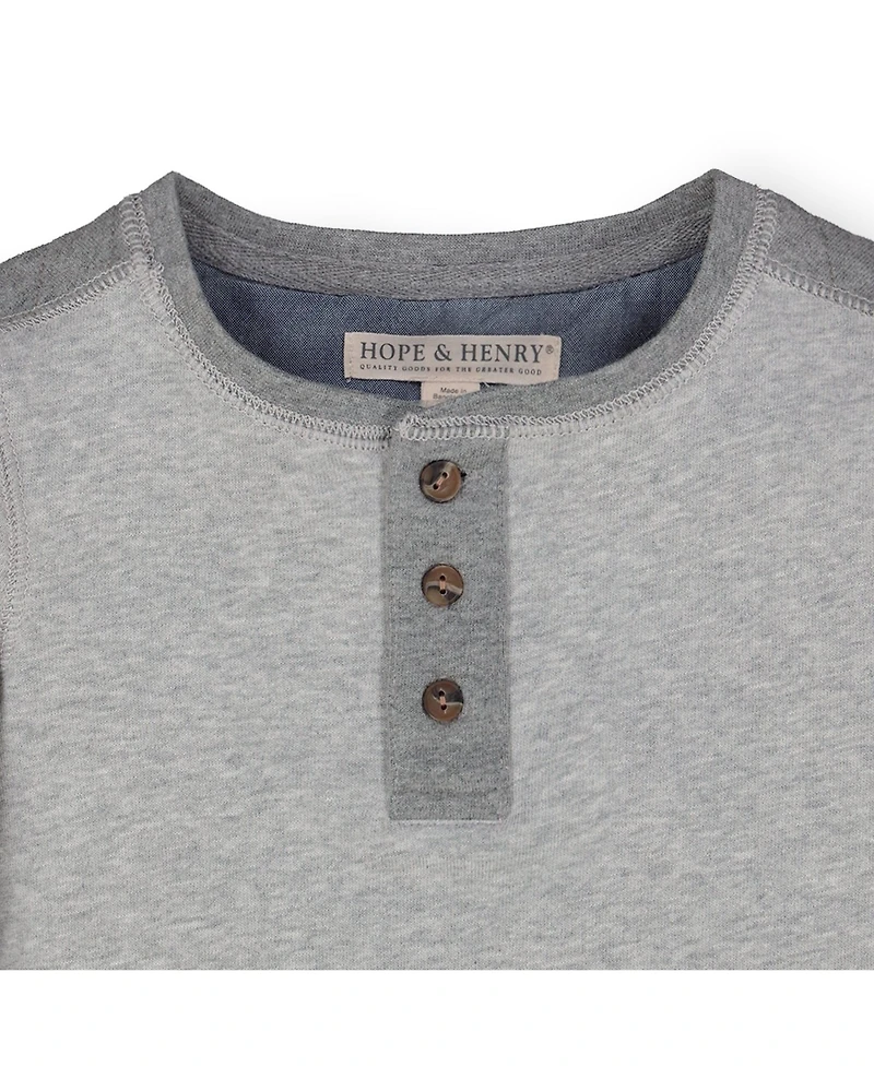 Hope & Henry Baby Boys Long Sleeve Quilted Henley Tee