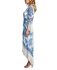 Tadashi Shoji Women's Mair Floral Print Tassel Fringe Wrap Dress