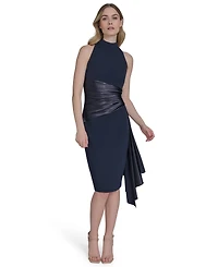 Eliza J Women's Waist-Wrap Scuba Sleeveless Midi Dress