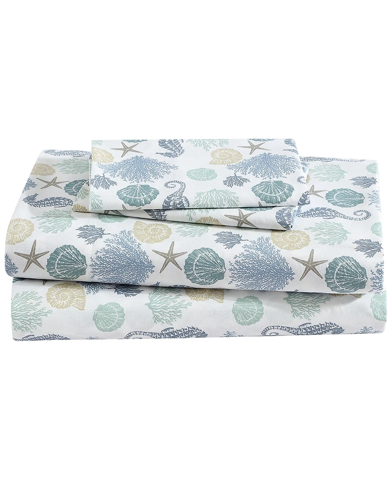 Beatrice Home Fashions Coastal Printed 4-Pc. Sheet Set