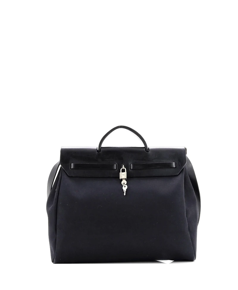 Pre-Owned Hermes 39 Herbag Zip Leather and Toile