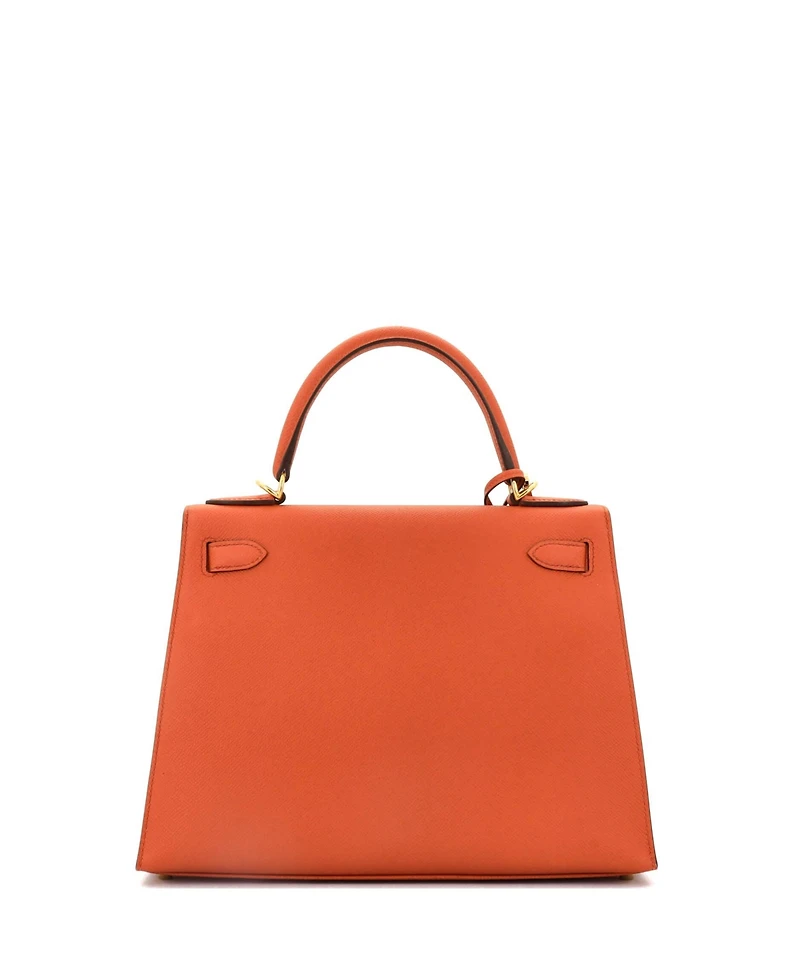 Pre-Owned Hermes Kelly 28 Handbag Orange Epsom with Gold Hardware