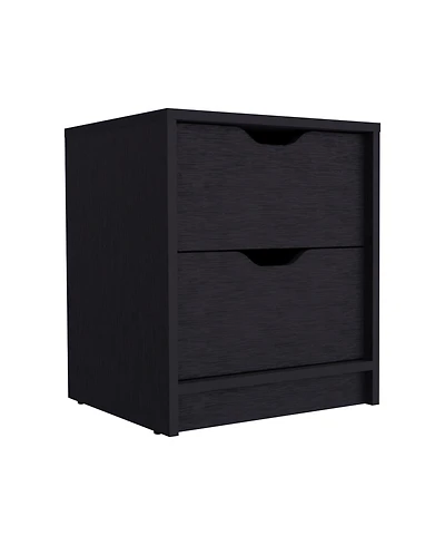 Contemporary Two-Drawer Faux Wood Nightstand with Smooth Glide Storage