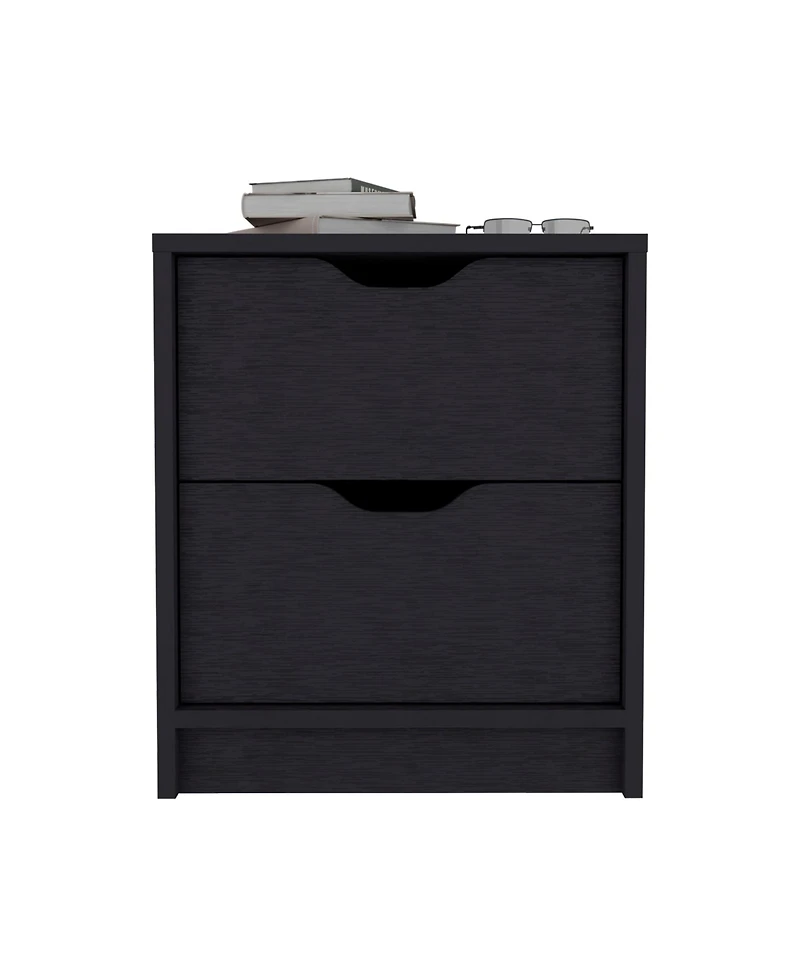 Contemporary Two-Drawer Faux Wood Nightstand with Smooth Glide Storage