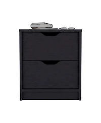 Contemporary Two-Drawer Faux Wood Nightstand with Smooth Glide Storage