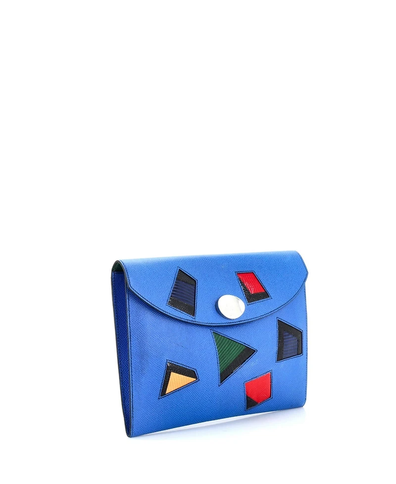 Pre-Owned Hermes Pm Rio Clutch Leather with Lizard