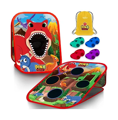 Swooc Dino Frenzy | 2-in-1 Corn Hole Games for Kids | 5-Second Setup | Bean Bag Toss Game for Kids | Kids Cornhole Game Set