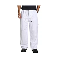 Campus Sutra Men's Chalk White Relaxed-Panel Cargo Trousers