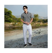 Campus Sutra Men's Onyx Black Duo-Hue Knit Polo T-Shirt