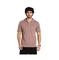 Campus Sutra Men's Pastel Brown Tactitle Spread-Polo T-Shirt