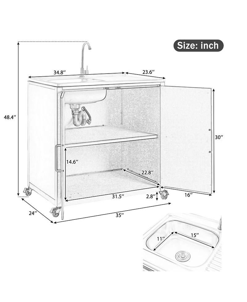 Outdoor Kitchen Sink Station with Cabinet