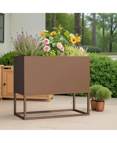 Large Metal Planter with Shelves - 36x18x18"