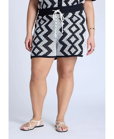 Eloquii Women's Plus Crochet Knitted Short