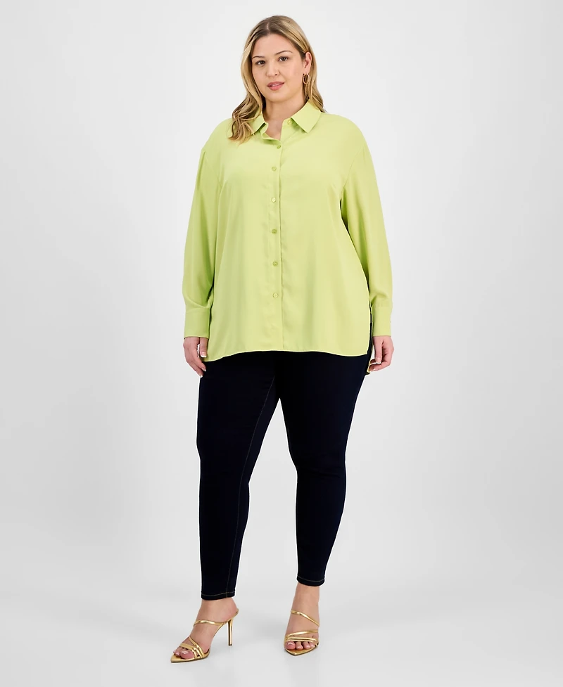 I.n.c. International Concepts Plus Collared Split-Side Shirt, Exclusively at Macy's