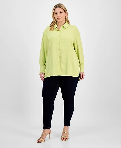 I.n.c. International Concepts Plus Collared Split-Side Shirt, Exclusively at Macy's