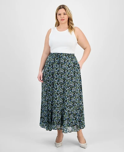 On 34th Trendy Plus Floral Femme Drawstring Maxi Skirt, Exclusively at Macy's