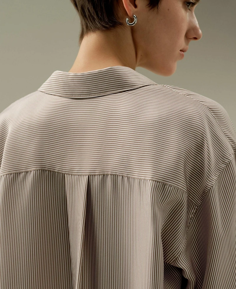 Lilysilk Women's Pinstriped Oversized Silk Shirt