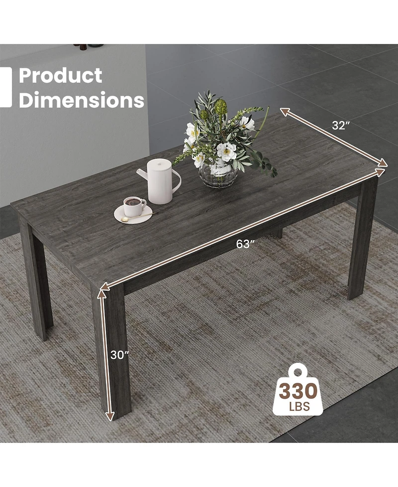 63 Inch Rectangular Modern Dining Kitchen Table