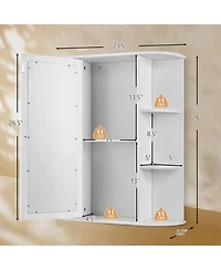 Bathroom Single Door Shelves Wall Mount Cabinet with Mirror