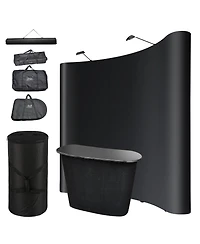InstaHibit 10x8 Ft Pop Up Backdrop Booth Stand w/ Portable Podium Table Counter