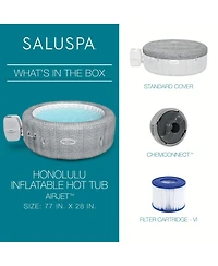 Bestway SaluSpa Honolulu AirJet Inflatable Hot Tub with 140 Soothing Jets, Gray