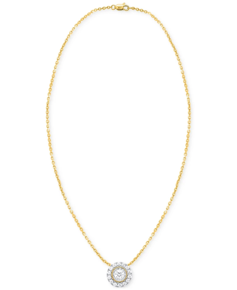 Forever Grown Diamonds 2-Pc. Set Lab Diamond Halo Pendant Necklace & Matching Stud Earrings (1 ct. t.w.) Sterling Silver or 14k Gold-Plated S