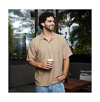 Campus Sutra Men's Buff Beige Bohomian Oversized Polo T-Shirt