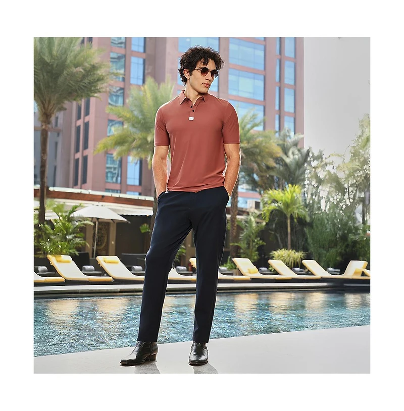 Campus Sutra Men's Sienna Brown Seamless Solid Polo T-Shirt