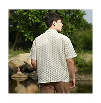 Campus Sutra Men's Off-White Oblique Oversized Polo T-Shirt