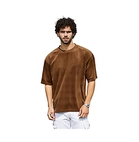 Campus Sutra Men's Chocolate Brown Tartan-Plaid Oversized T-Shirt