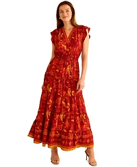 Vince Camuto Women's Ruffle-Sleeve Tiered Maxi Dress