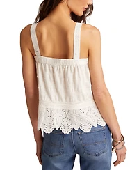 Lucky Brand Women's Embroidered Cotton Sleeveless Top