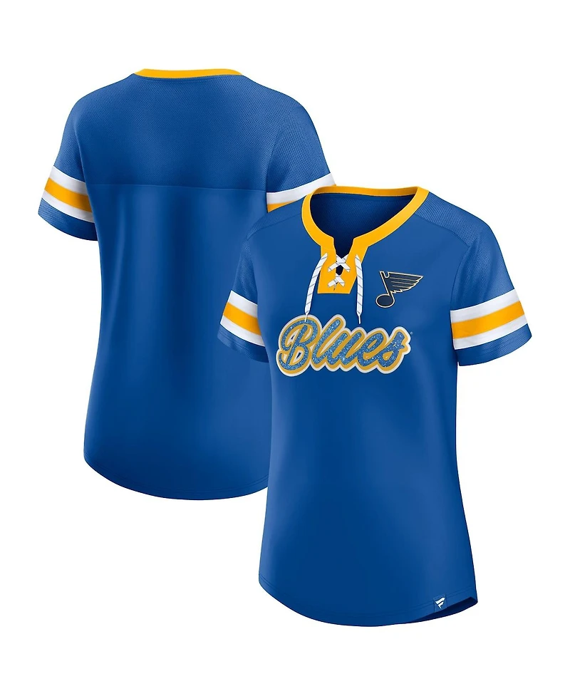 Fanatics Women's Blue St. Louis Blues Iconic Athena Lace-Up T-Shirt