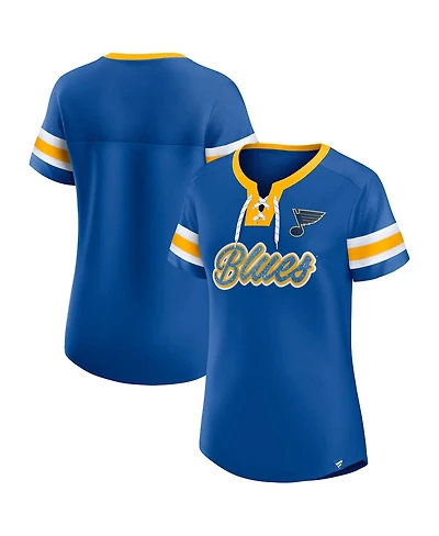 Fanatics Women's Blue St. Louis Blues Iconic Athena Lace-Up T-Shirt