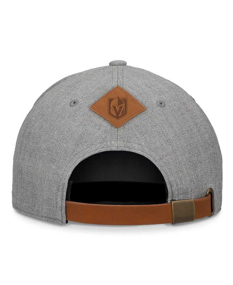 Fanatics Men's Heather Gray Vegas Golden Knights Elements A-Frame Leather Strap Back Hat