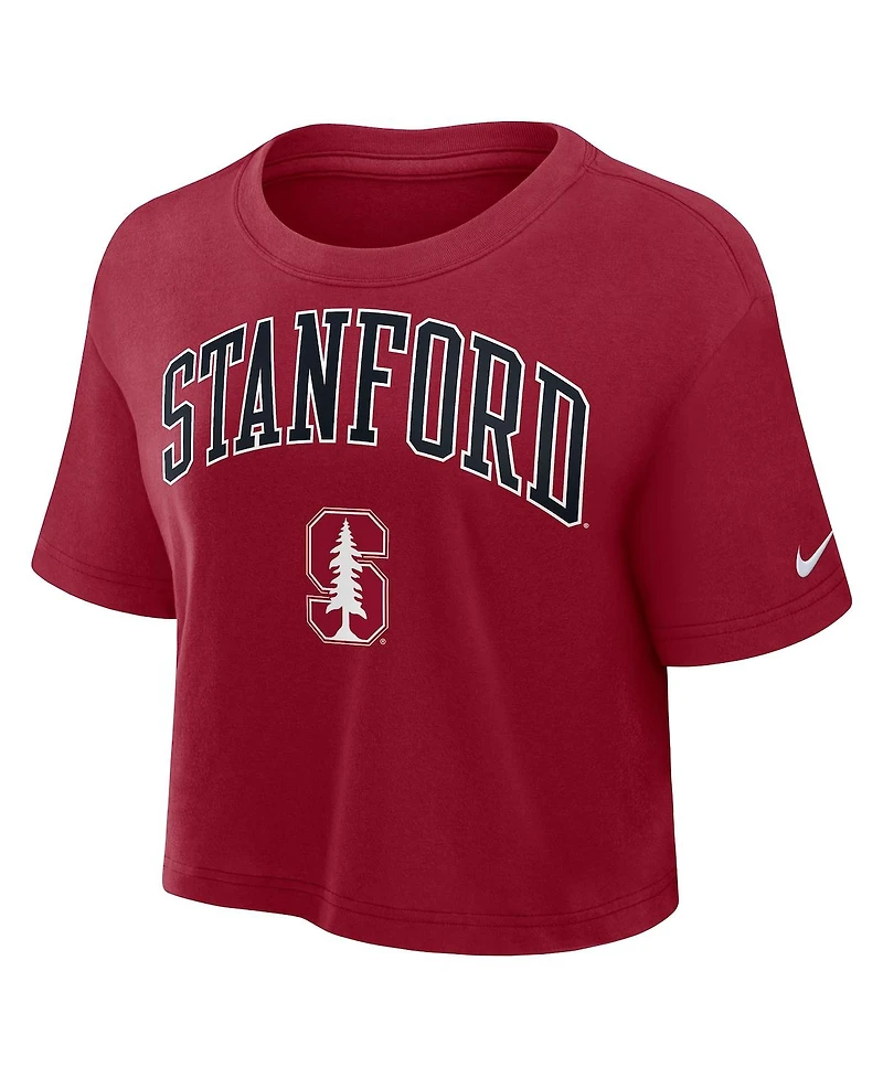 Nike Women's Cardinal Stanford Athletic Prep Arch Performance Cropped T-Shirt