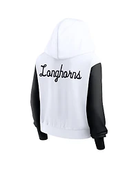 Nike Women's White Texas Longhorns Cropped Beyond Capability Color-Block Script Full-Zip Hoodie