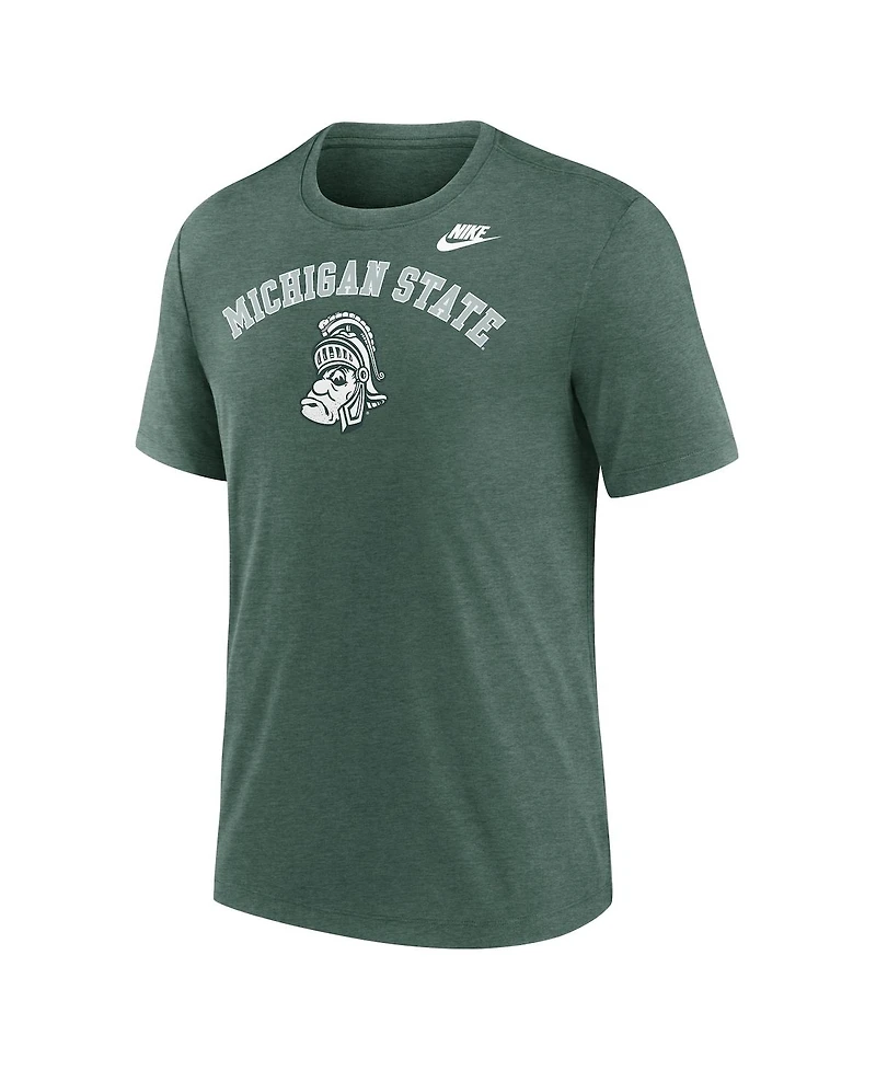 Nike Men's Heather Green Michigan State Spartans Legacy Arch Tri-Blend T-Shirt