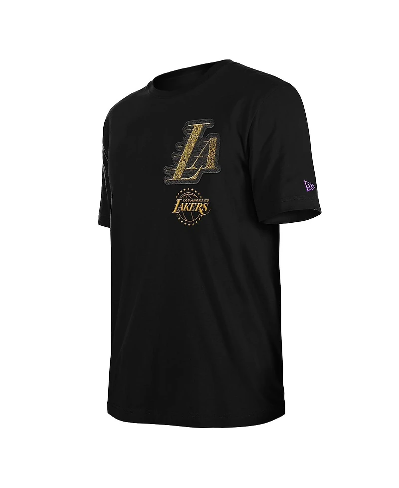 New Era Men's Black Los Angeles Lakers 2024/25 City Edition Chenille Heavyweight T-Shirt