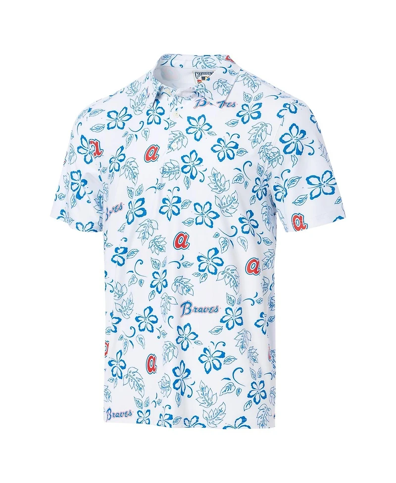 Reyn Spooner Men's White Atlanta Braves Cooperstown Collection Performance Polo Shirt