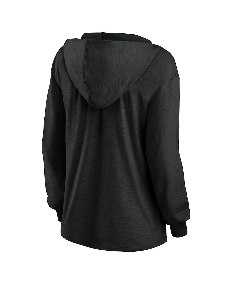 Fanatics Women's Kansas City Chiefs Blackout Slub Hoodie V-Neck Long Sleeve Sweatshirt