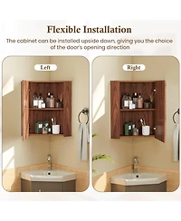 Corner Medicine Cabinet with Mirror with Open Mirror Door and Adjustable Shelf