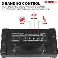 5 Core Electric Drum Amplifier 80W Professional Bluetooth Drumming Amp w 8” Speaker w 3 Band Eq