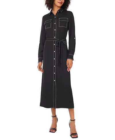 Vince Camuto Women's Contrast-Stitching Shirtdress